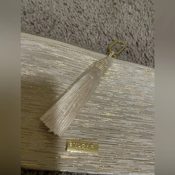 NEW Bvlgari gold biege beauty pouch